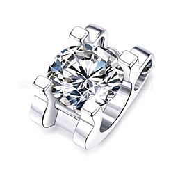 Anti-Tarnish Rhodium Plated 925 Sterling Silver Pave Crystal Moissanite Rhinestone Oval Pendant&nbsp;STER-U003-07P