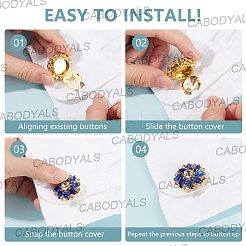 8Pcs 8 Colors Flower Brass & Glass Rhinestone Cufflinks&nbsp;FIND-CY0002-39