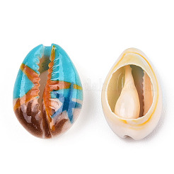 Printed Cowrie Shell Beads&nbsp;X-SSHEL-T013-01C