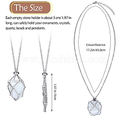 3Pcs Brass Braided Macrame Pouch Empty Stone Holder Necklace&nbsp;NJEW-SZ0001-68P