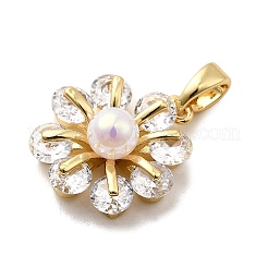 Brass Micro Pave Cubic Zirconia Pendants&nbsp;KK-H089-20G
