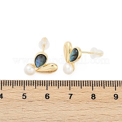 Teardrop Brass Abalone Shell Stud Earrings&nbsp;KK-D301-15G