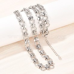 8MM 304 Stainless Steel Textured Ring Link Chain Necklaces&nbsp;NJEW-Z105-04P-03