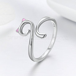 Adjustable 925 Sterling Silver Enamel Finger Cuff Rings&nbsp;RJEW-FF0007-19AS