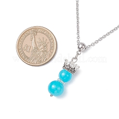 Handmade Glass Beaded Prince with Crown Pendant 304 Stainless Steel Cable Necklaces for Women&nbsp;NJEW-JN05447-03