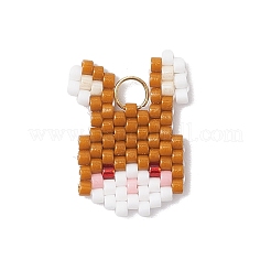 5Pcs 5 Colors Glass Seed Beaded Rabbit Head Pendants&nbsp;PALLOY-MZ00943