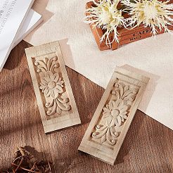 Natural Solid Wood Carved Onlay Applique Craft&nbsp;WOOD-FH0001-11