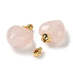 Natural Rose Quartz Perfume Bottle Pendants&nbsp;G-Z039-03G-02