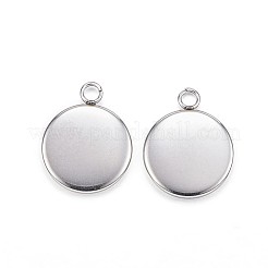 Non-Tarnish 304 Stainless Steel Pendant Cabochon Settings&nbsp;X-STAS-G127-13-10mm-P