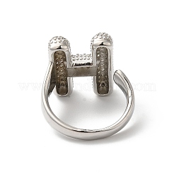 Letter Brass Micro Pave Clear Cubic Zirconia Open Cuff Ring for Women&nbsp;RJEW-N046-03H-P