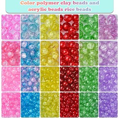 DIY Round Crackle Glass Beads Bracelets Making Kits&nbsp;DIY-FS0008-18