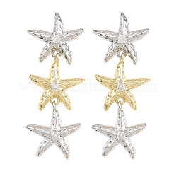 Brass Micro Pave Cubic Zirconia Dangle Stud Earrings&nbsp;EJEW-G471-29B-PG