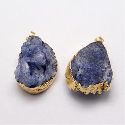 Electroplate Natural Druzy Quartz Crystal Pendants&nbsp;G-F333-K04