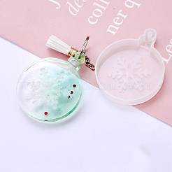 Christmas Theme DIY Flat Round with Snowflake Pendant Silicone Molds&nbsp;DIY-F114-34