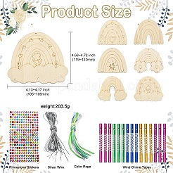 DIY Unfinished Wood Rainbow Wind Chime Kits for Children's Crafts&nbsp;ST-CJ0009-2
