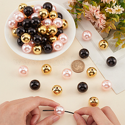 60Pcs 3 Colors Resin Imitation Pearl Beads&nbsp;RESI-PH0001-95