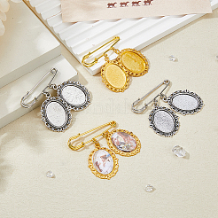 Alloy & Steel Oval Tray Brooch Base Settings&nbsp;JEWB-DC00008