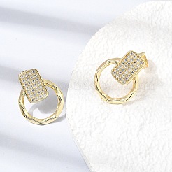 Brass Micro Pave Cubic Zirconia Stud Earrings&nbsp;KK-CBA5B62-03B-G
