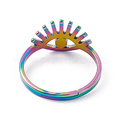 Ion Plating(IP) 201 Stainless Steel Evil Eye Adjustable Ring for Women&nbsp;RJEW-K238-13M