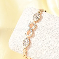 Brass Micro Pave Cubic Zirconia Link Chain Bracelets&nbsp;KK-R217-45G