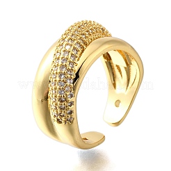 Brass Micro Pave Cubic Zirconia Open Cuff Rings for Women&nbsp;RJEW-K292-01G