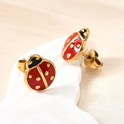 Ladybug 304 Stainless Steel Stud Earrings for Women&nbsp;EJEW-K243-15G