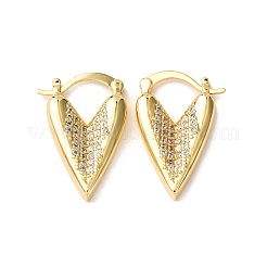 Brass Micro Pave Cubic Zirconia Heart Hoop Earrings&nbsp;EJEW-D332-03A-G