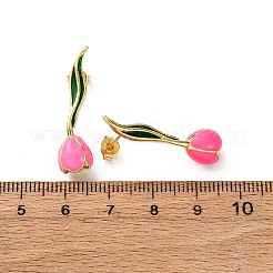 Brass Enamel Stud Earrings&nbsp;EJEW-F390-02G-02