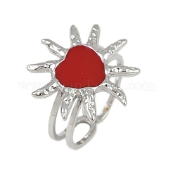 Heart Sun 304 Stainless Steel Enamel Finger Rings for Women&nbsp;RJEW-G355-08P-02