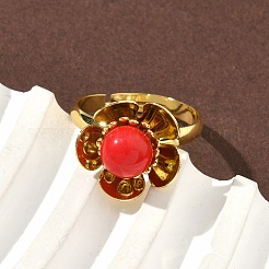 Brass Adjustable Finger Rings for Women&nbsp;RJEW-K295-02G
