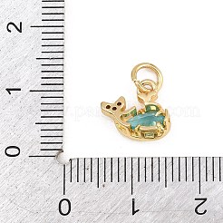 Brass Micro Pave Sky Blue Cubic Zirconia Charms&nbsp;LS-KK-E798-11G