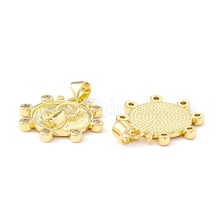 Rack Plating Brass Micro Pave Clear Cubic Zirconia Pendants&nbsp;ZIRC-I058-22G