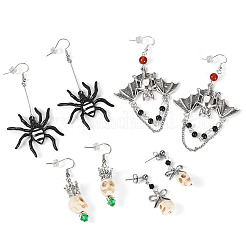 Hallowmas Alloy Enamel & Synthetic Turquoise Dangle & Stud Earring Sets&nbsp;EJEW-TA00709