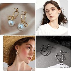 60Pcs 2 Styles Brass Stud Earring Findings&nbsp;KK-CA0001-35G