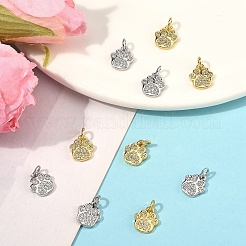 5Pcs Rack Plating Brass Micro Pave Clear Cubic Zirconia Charms&nbsp;KK-YW0003-36G