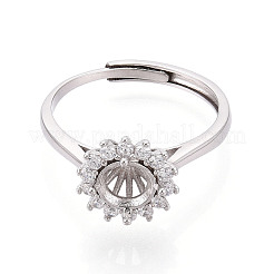 Rhodium Plated 925 Sterling Silver Micro Pave Cubic Zirconia Engagement Solitaire Ring Settings&nbsp;STER-T008-18P