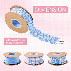3 Rolls 3 Styles Wrinkle Polyester Ribbon&nbsp;OCOR-TA0002-99A