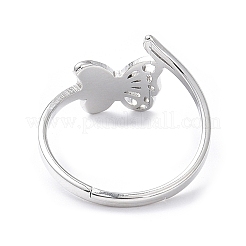 Non-Tarnish 304 Stainless Steel Hollow Out Butterfly Adjustable Ring for Women&nbsp;RJEW-I097-03P