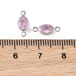 SHEGRACE Brass Pave Cubic Zirconia Oval Connector Charms&nbsp;XGRQ2O269-439B-P
