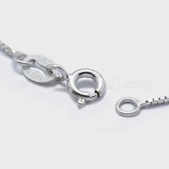 Anti-Tarnish Rhodium Plated 925 Sterling Silver Box Chain Necklaces&nbsp;STER-F039-45cm-04P