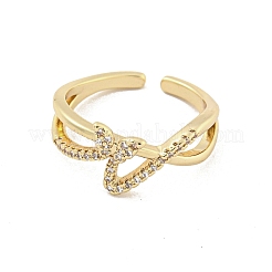 Brass Micro Pave Cubic Zirconia Cuff Rings&nbsp;RJEW-I103-070G