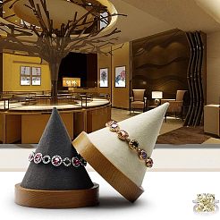 Wood Cone Shaped Necklace/Bracelet Display Stands&nbsp;BDIS-FG0001-03