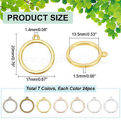 168Pcs 7 Colors Alloy Open Back Bezel Pendants&nbsp;FIND-PH0018-77
