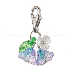 7Pcs Glass Flower Leaf Pendant Decoration&nbsp;HJEW-JM02787-02