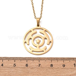 304 Stainless Steel Labyrinth Symbol Pendant Cable Chain Necklace for Men Women&nbsp;NJEW-K308-08G