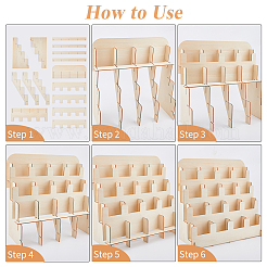 4-Tier 16-Slot Wooden Display Riser Stands&nbsp;ODIS-WH0086-134B