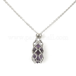 Natural Gemstone Macrame Pouch Pendant Necklaces&nbsp;NJEW-JN04396