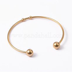 Fashion 304 Stainless Steel Cuff Bangles Torque Bangles&nbsp;X-BJEW-H473-01G