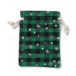 Christmas Theme Rectangle Jute Bags with Jute Cord&nbsp;ABAG-E006-01B