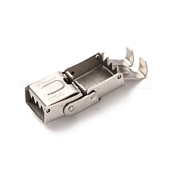 Tarnish Resistant Rectangle 201 Stainless Steel Watch Band Clasps&nbsp;STAS-N076-09